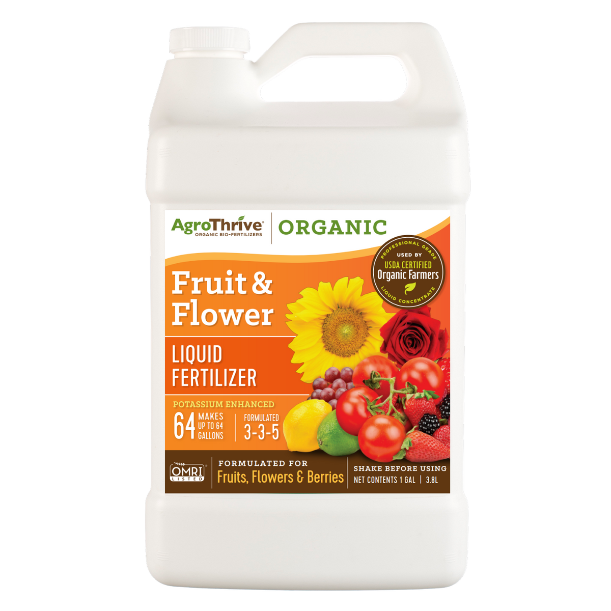 AgroThrive Organic Liquid Fertilizer for Fruits and Flowers | Fast Acting  Fertilizer for Plants | 100% Organic
