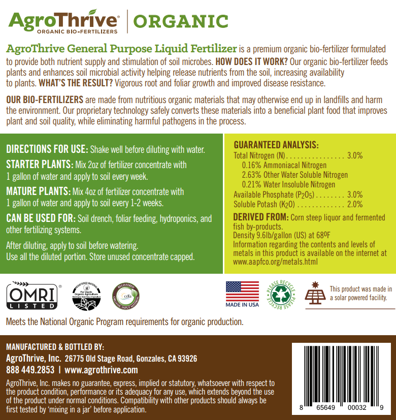 agrothrive liquid organic fertilizer AgroThrive Organic Fertilizer