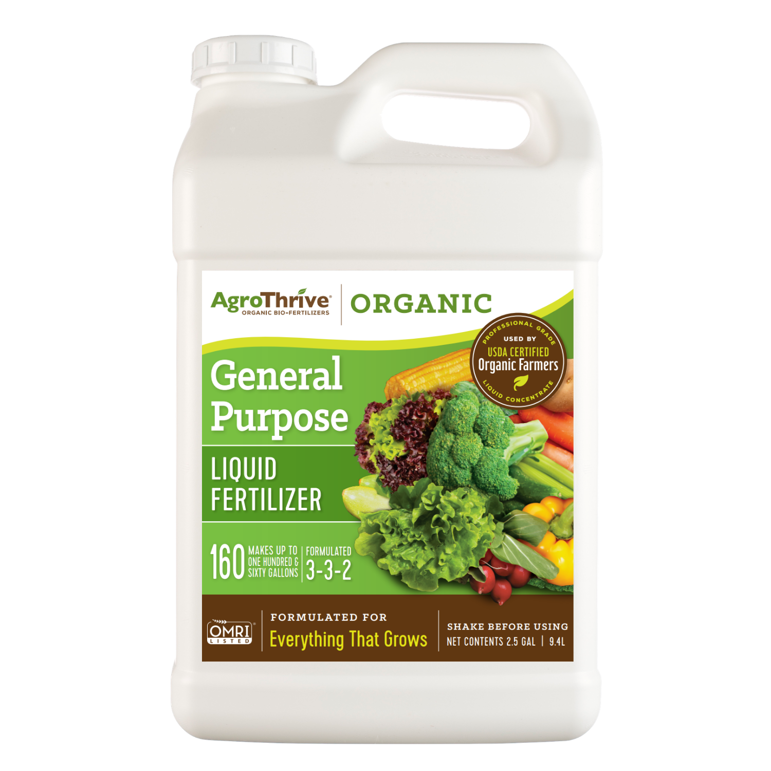 AgroThrive Organic Everything that Grows 3-3-2 General Purpose Fertilizer 2.5 gal